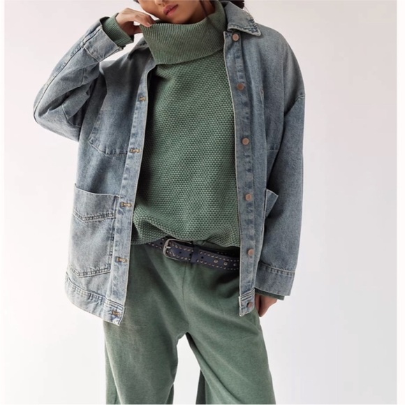 NWT Free People Hailee Turtleneck Knit Set - Cedar Heather Green Sz L - Picture 7 of 13